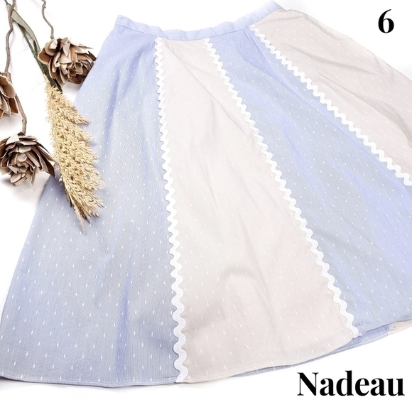Nadeau Blue Beige Colorblock Stripe Skirt Sz 6 - Picture 1 of 12